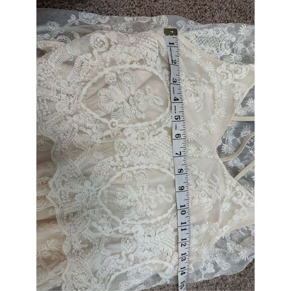 Miami Women's size XS Mesh Lace Overlay Layered Maxi Dress Cream Boho Fairycore - Picture 13 of 16